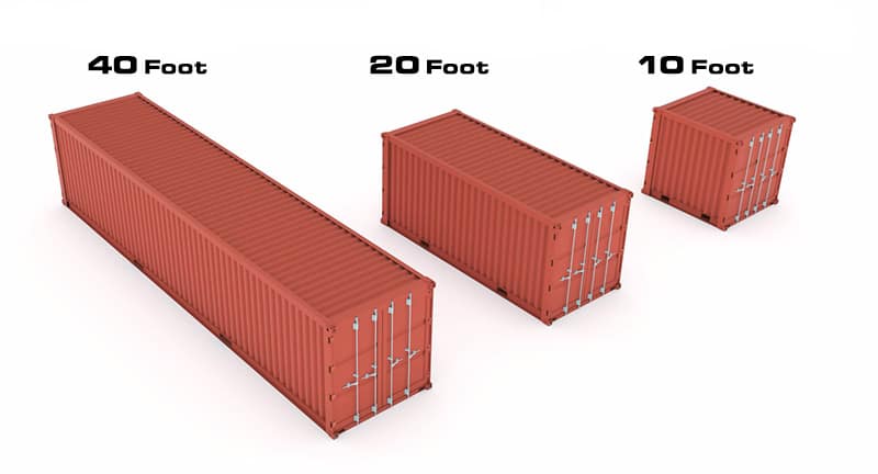 Les tailles des containers